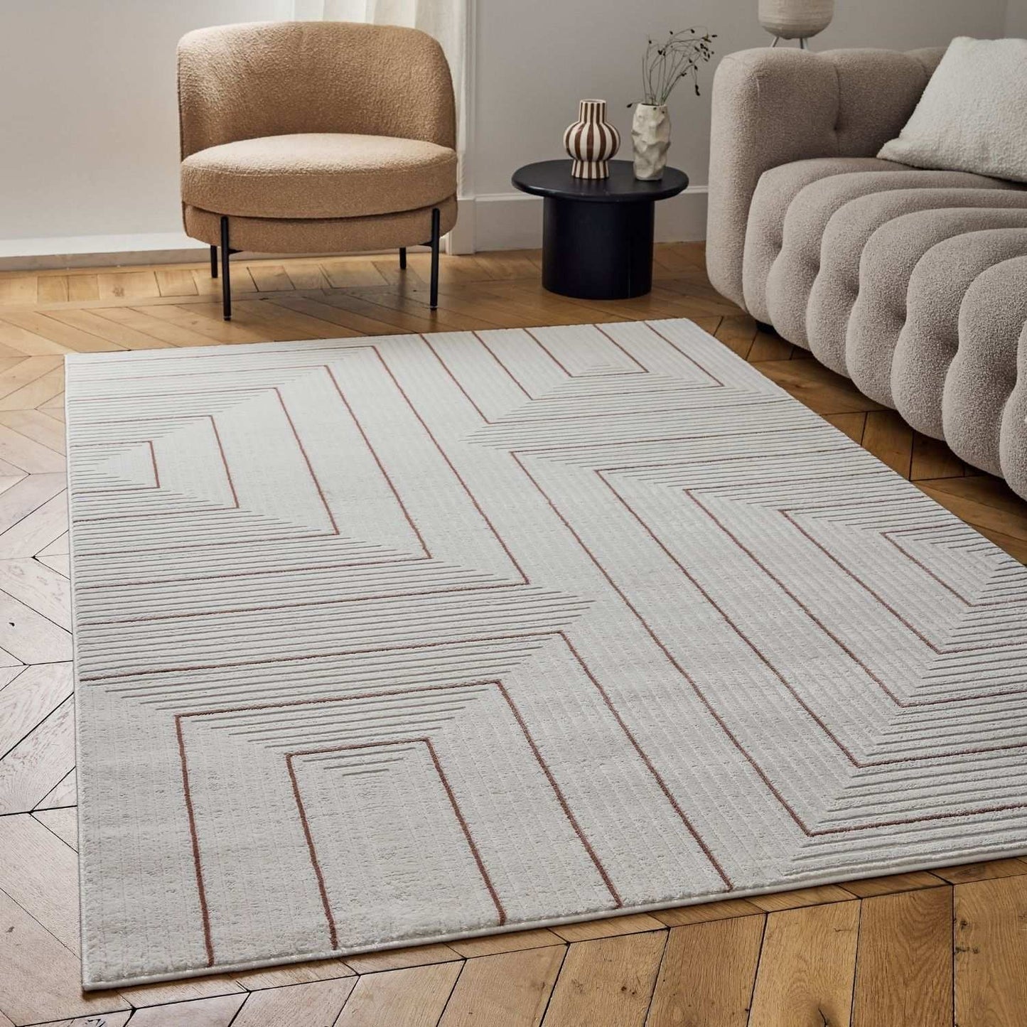 Carmel Cream-Terra Geometric Rug | 6040