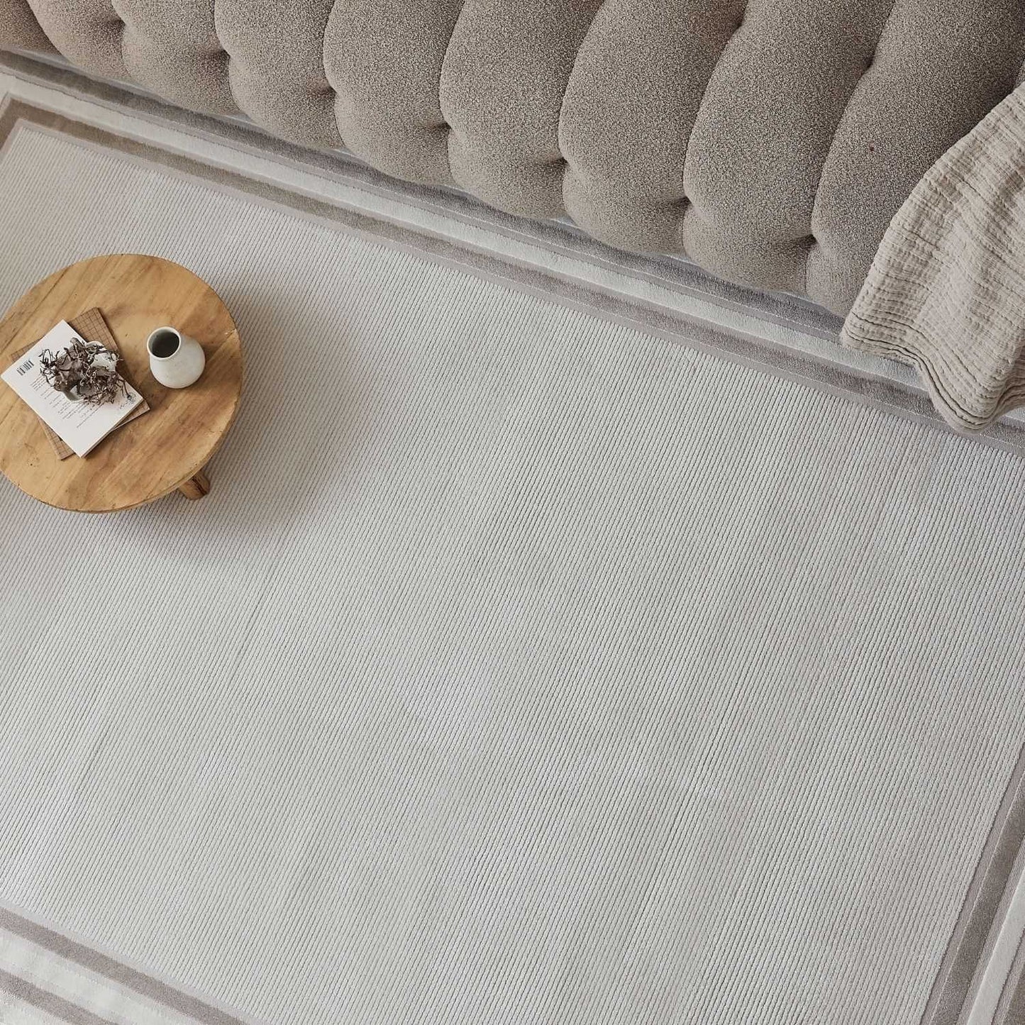 Carmel Cream-Beige Bordered Rug | 6060