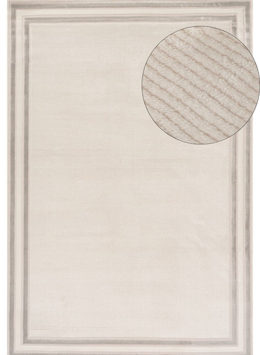Carmel Cream-Grey Bordered Rug | 6060