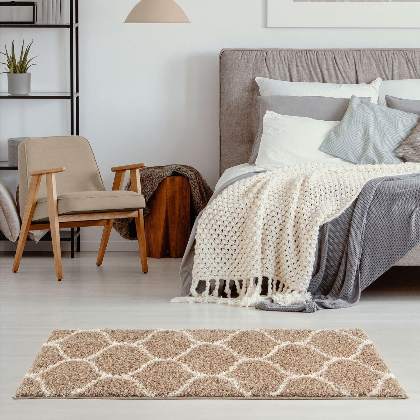 Moroccan Beige Shaggy Rug | 620