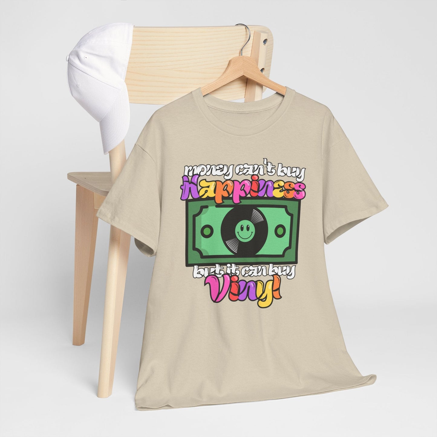 'Money can't buy happiness' Men's Vinyl T-Shirt