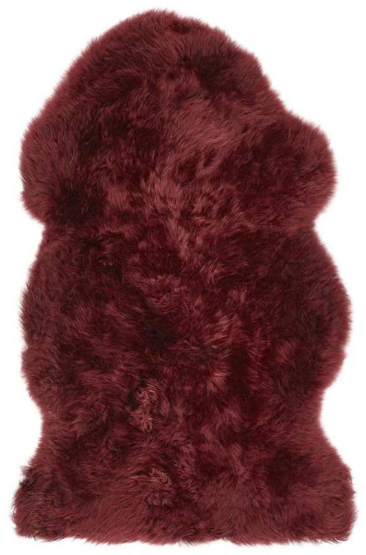 Genuine Berry Red Sheepskin Faux Fur Rug