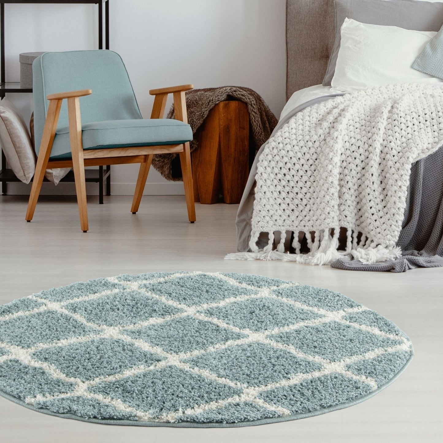 Moroccan Duck Egg Blue Shaggy Rug | 750