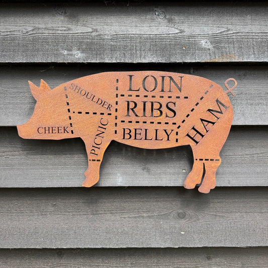 Buy Metal Butchers Cuts Novelty Pig Sign Online Gift - Fast Nationwide Delivery