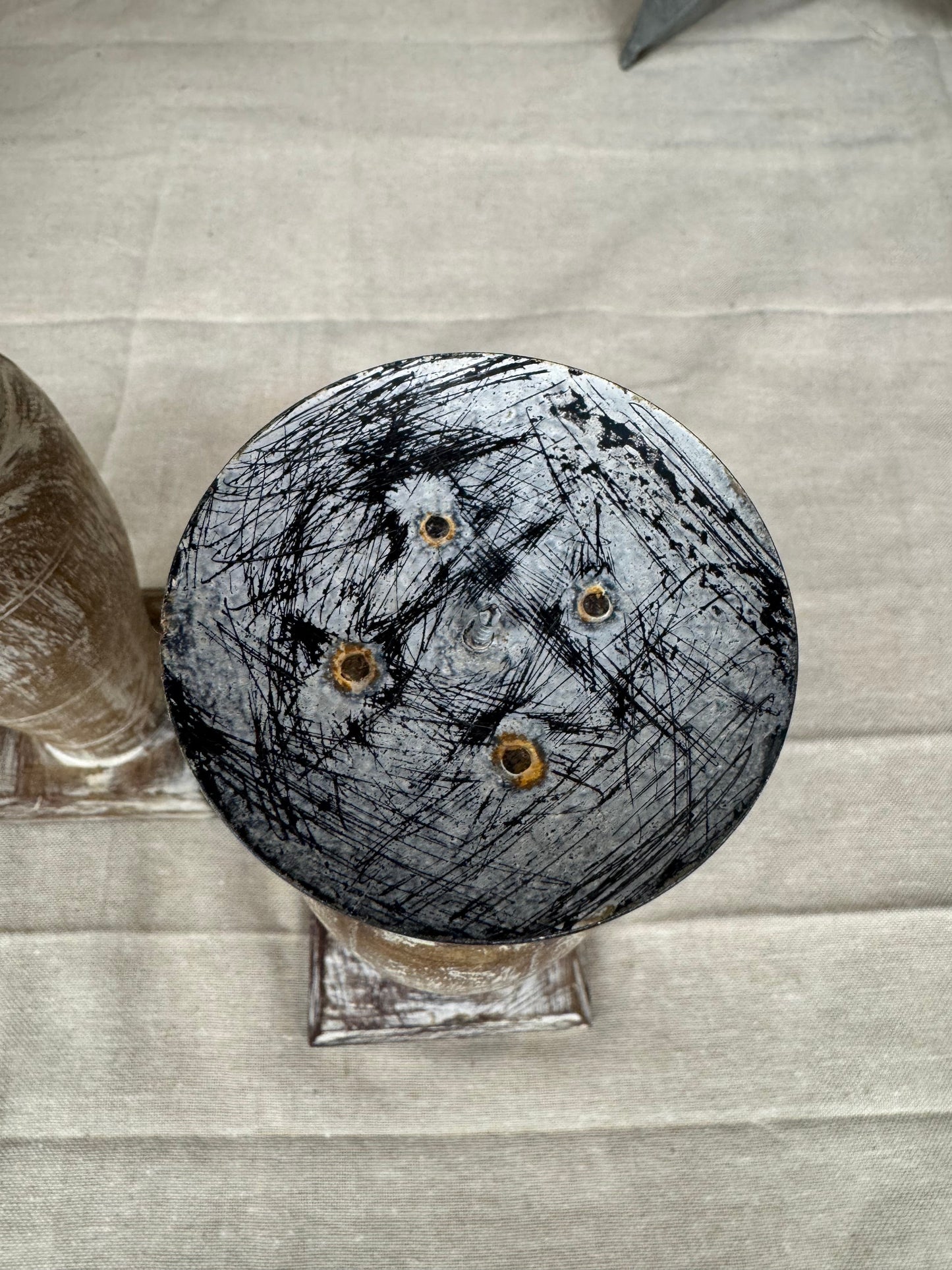 Pair Of Rustic Wooden Candle Holders / Large Church Candle Candlesticks /A