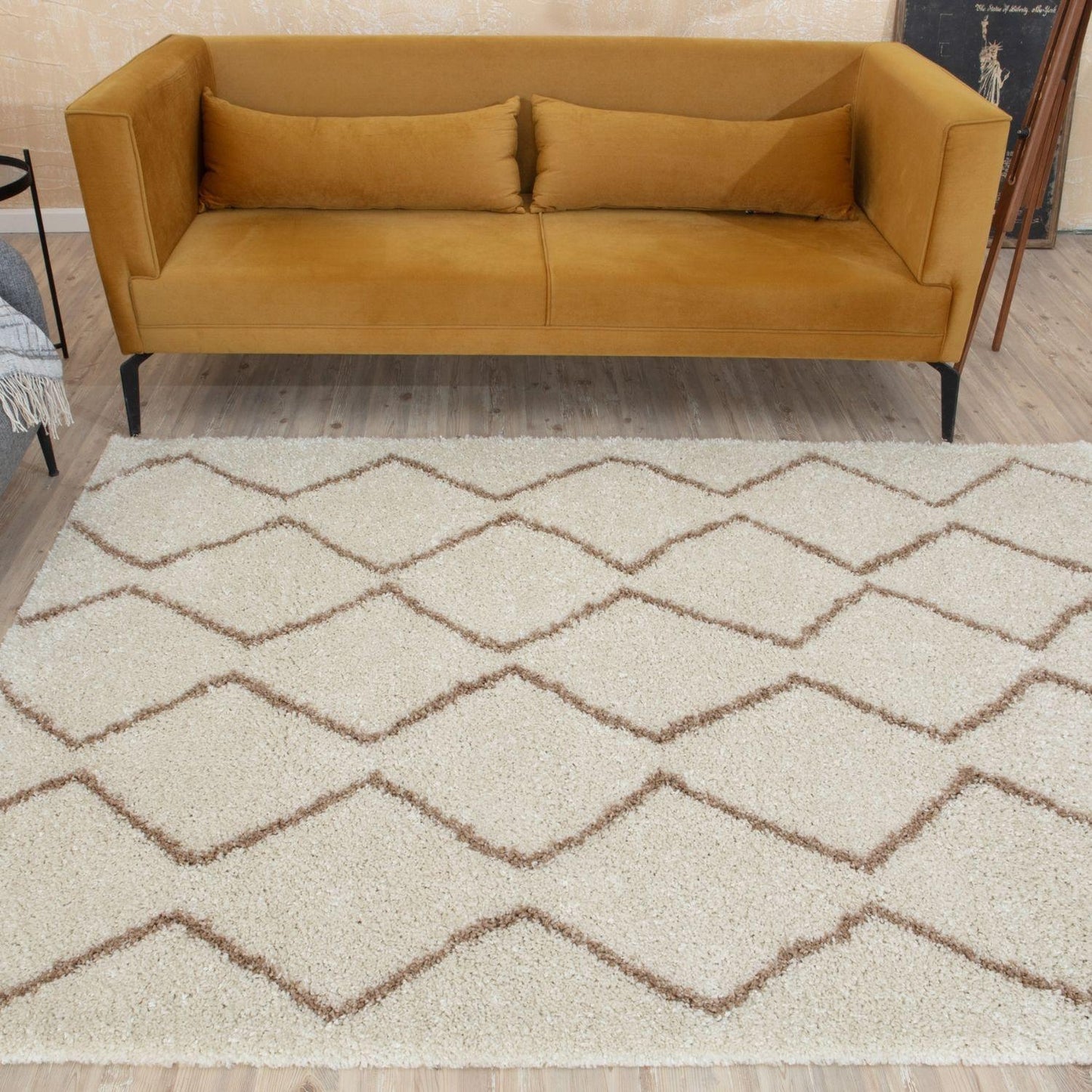 Moroccan Ivory Beige Shaggy Rug | 830
