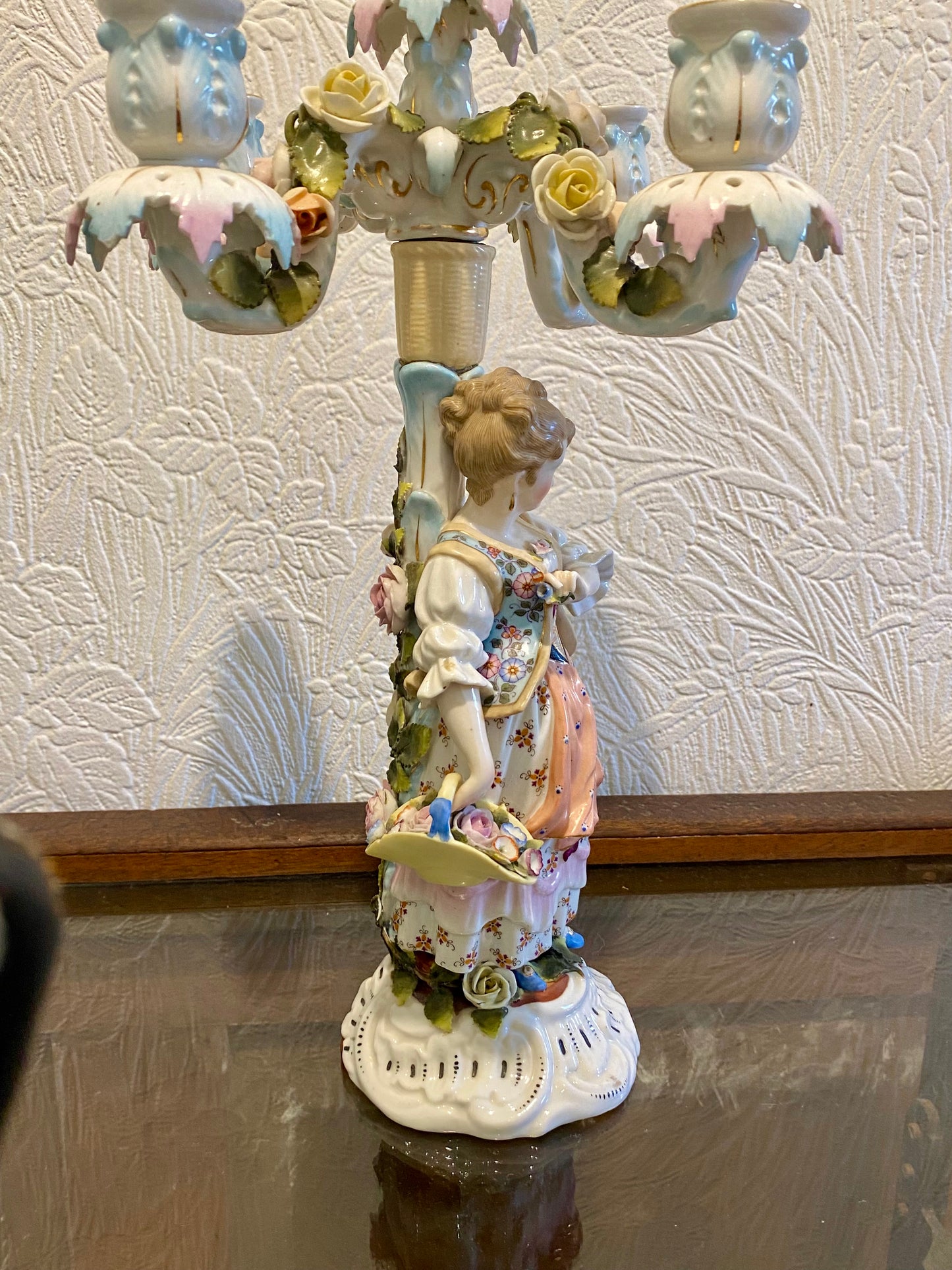 Absolutely Stunning Antique Pair of 19th Century Meissen Porcelain Candle Holders with DAMAGE - £165 - Home Interiors
