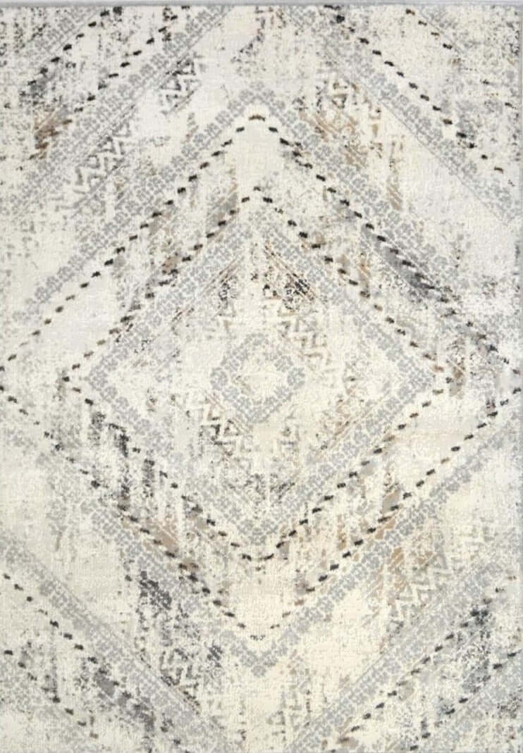 Abstract Vintage Cream & Grey Rug | D176A