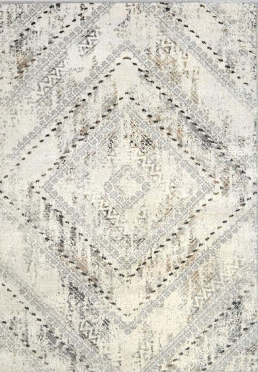 Abstract Vintage Cream & Grey Rug | D176A