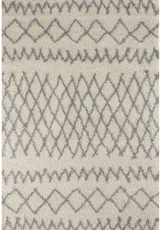 Moroccan Ivory Grey Shaggy Rug | 900