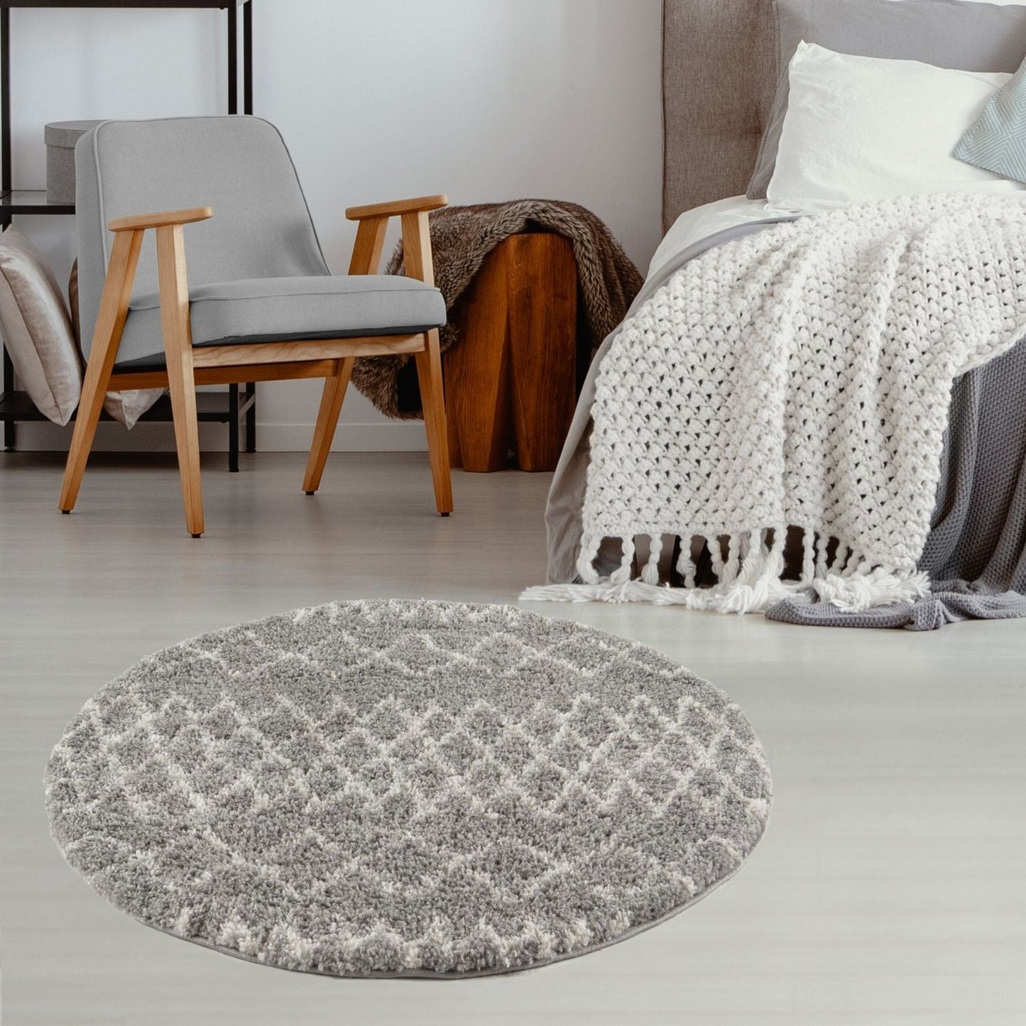 Moroccan Grey Shaggy Rug | 910
