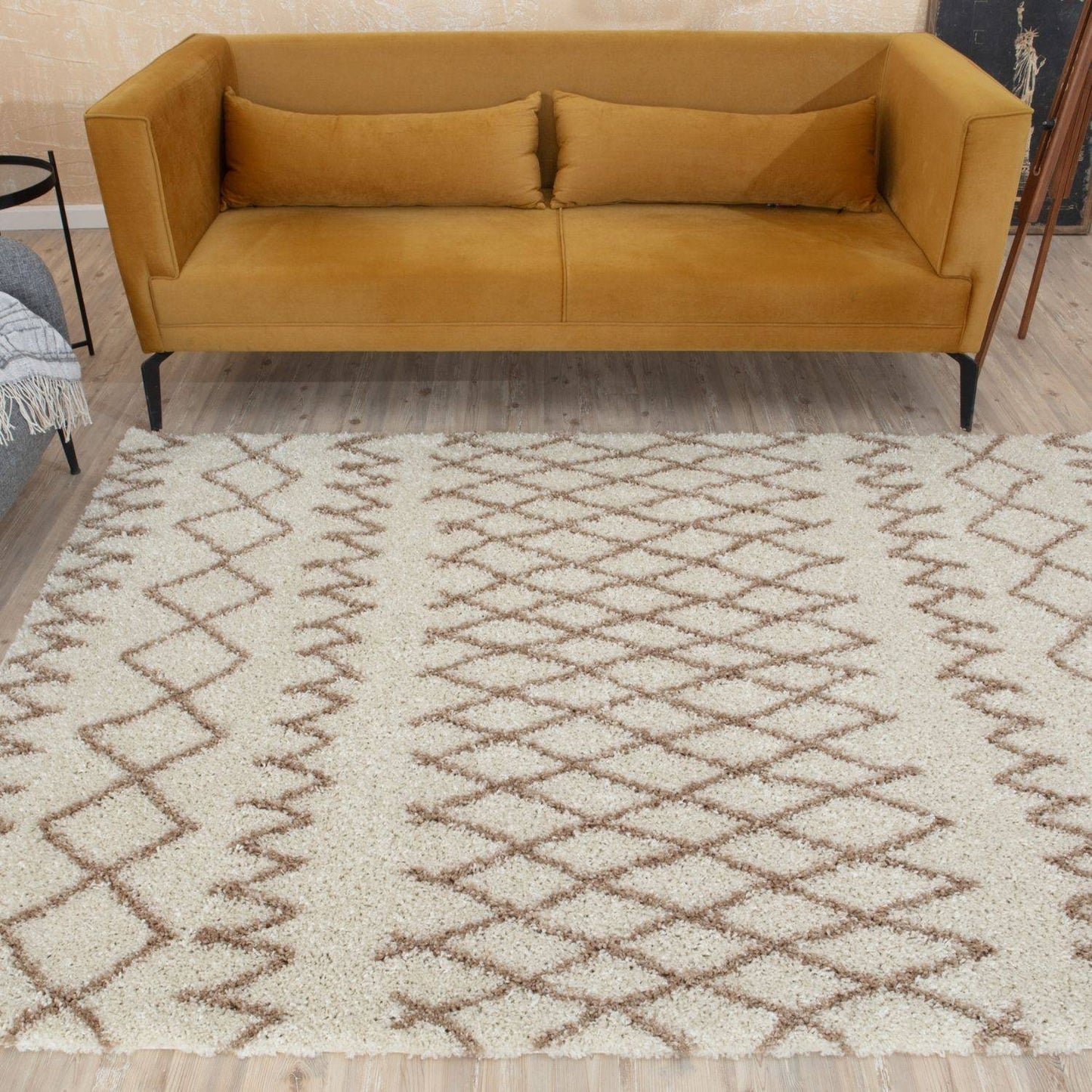 Moroccan Ivory Beige Shaggy Rug | 930