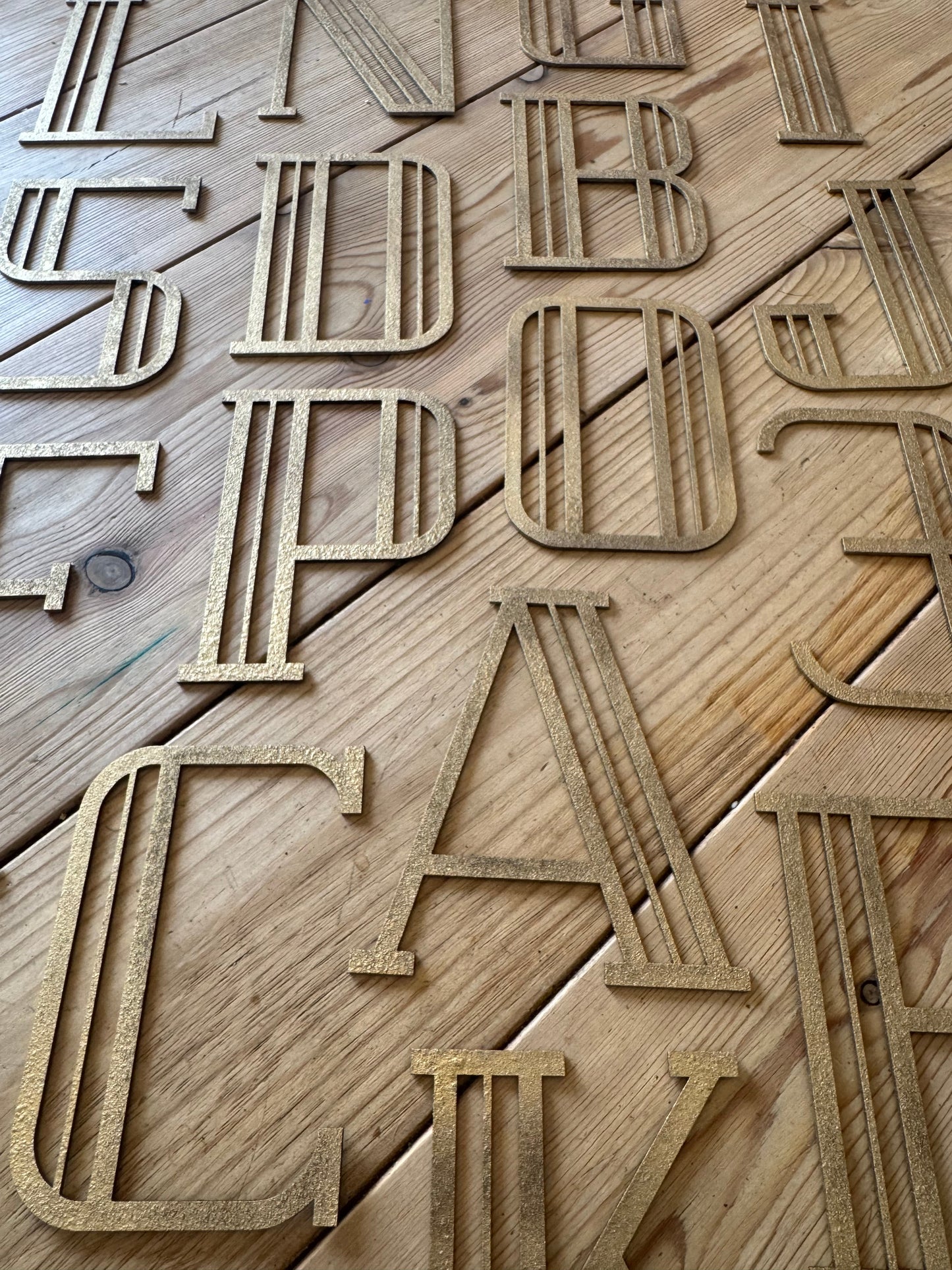 Gold Distressed 5" or 12" Art Deco Lettering A-Z 0-9