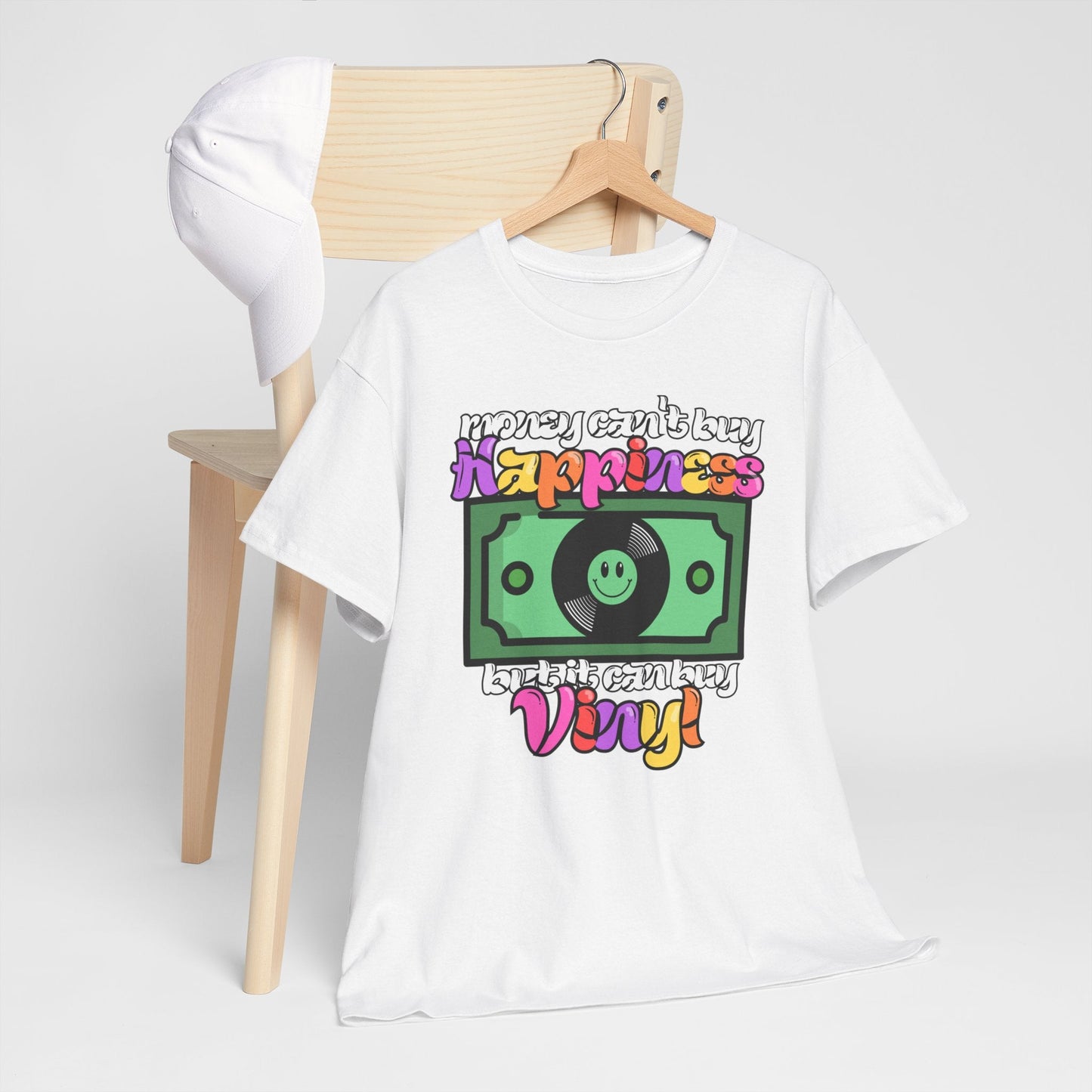 'Money can't buy happiness' Men's Vinyl T-Shirt