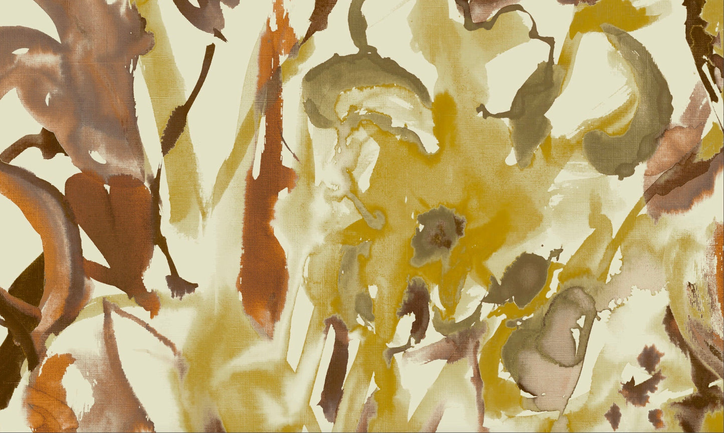 Watercolour Floral Wallpaper - Ochre + Umber
