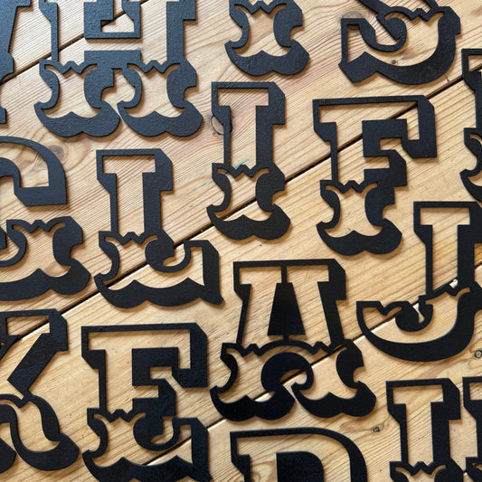 A-Z Rustic 5" or 12" Black Metal Carnival Letters.