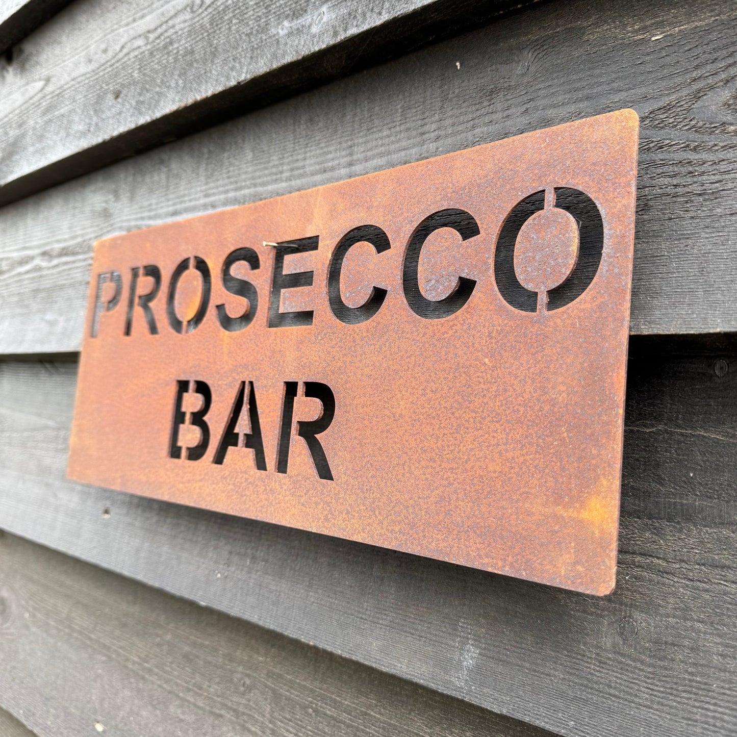 Rustic Metal Prosecco Bar Sign