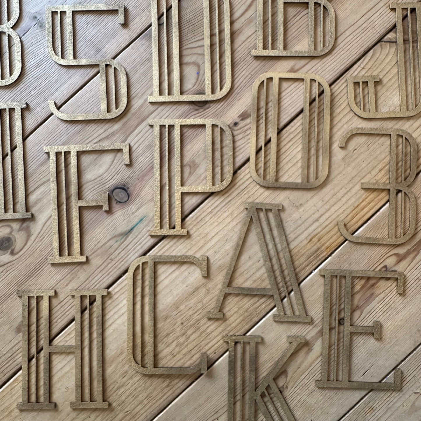 Gold Distressed 5" or 12" Art Deco Lettering A-Z 0-9