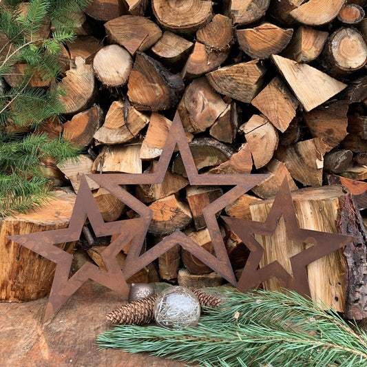 Buy Rustic 3 X rusty Christmas Stars Decorations Online - Fast Nationwide Delivery