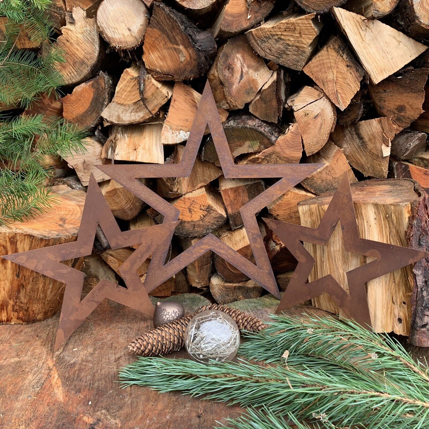 Buy Rustic 3 X rusty Christmas Stars Decorations Online - Fast Nationwide Delivery