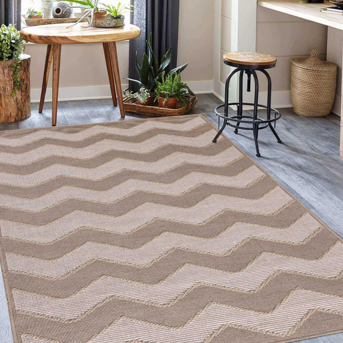 Beige Jute Looking Washable Rugs