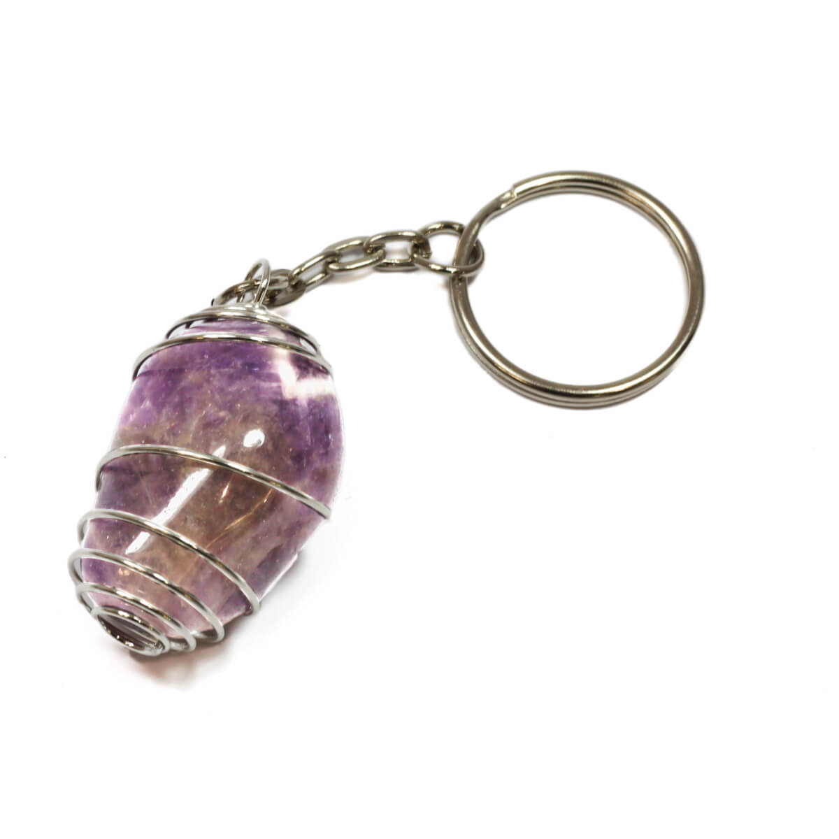 Amethyst Spiral Cage Keyring