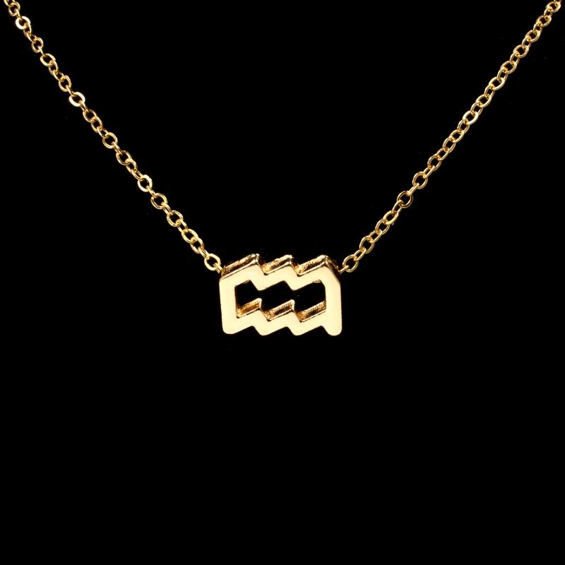 Aquarius Zodiac Gold Necklace