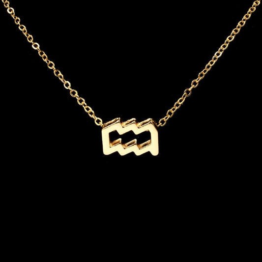 Aquarius Zodiac Gold Necklace
