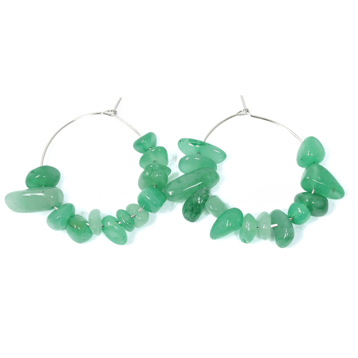 Aventurine Crystal Chip Hoop Earrings