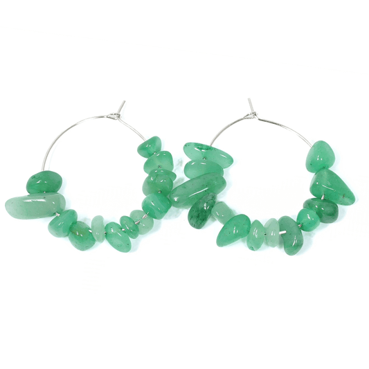 Aventurine Crystal Chip Hoop Earrings
