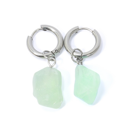 Green Fluorite Huggie Earrings – Focus, Flow, Aura Cleanse