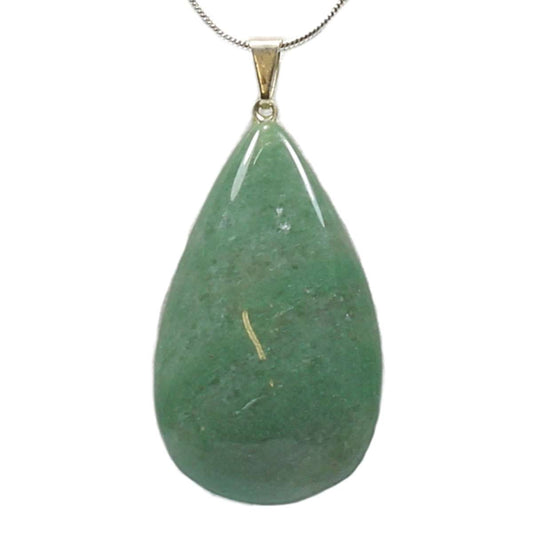 Green Aventurine Teardrop Pendant with Chain