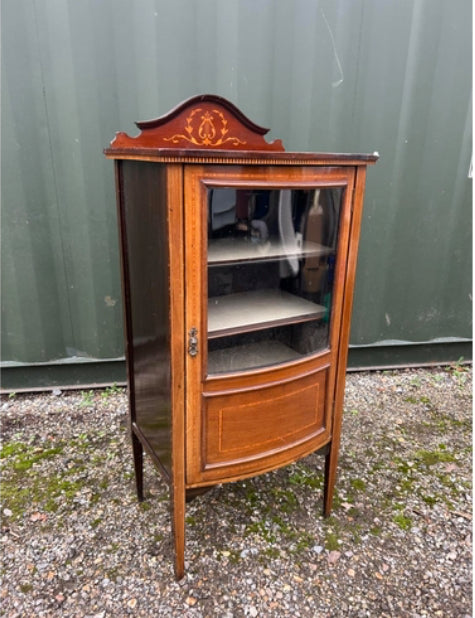 Antique Edwardian Mahogany Bow Front Cabinet 
53cm x 36cm x 106cm