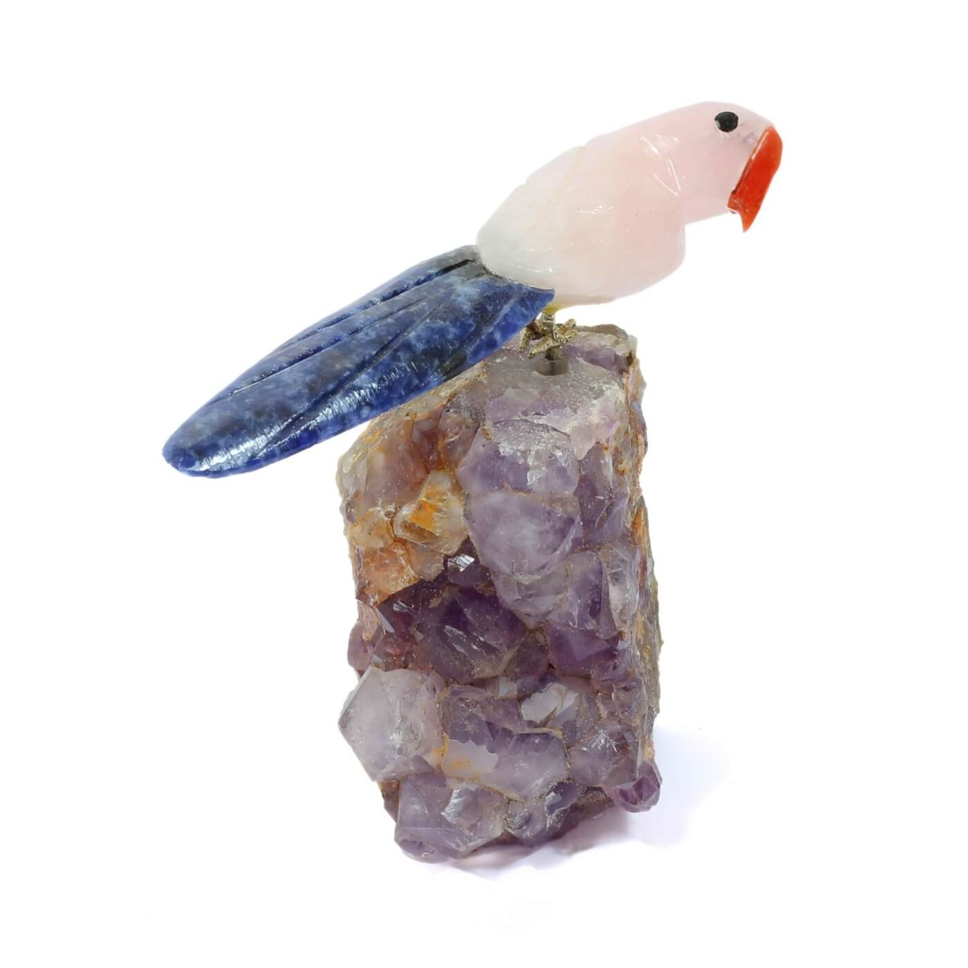 Rose Quartz & Sodalite Parrot - The Harmony Seeker (331g)