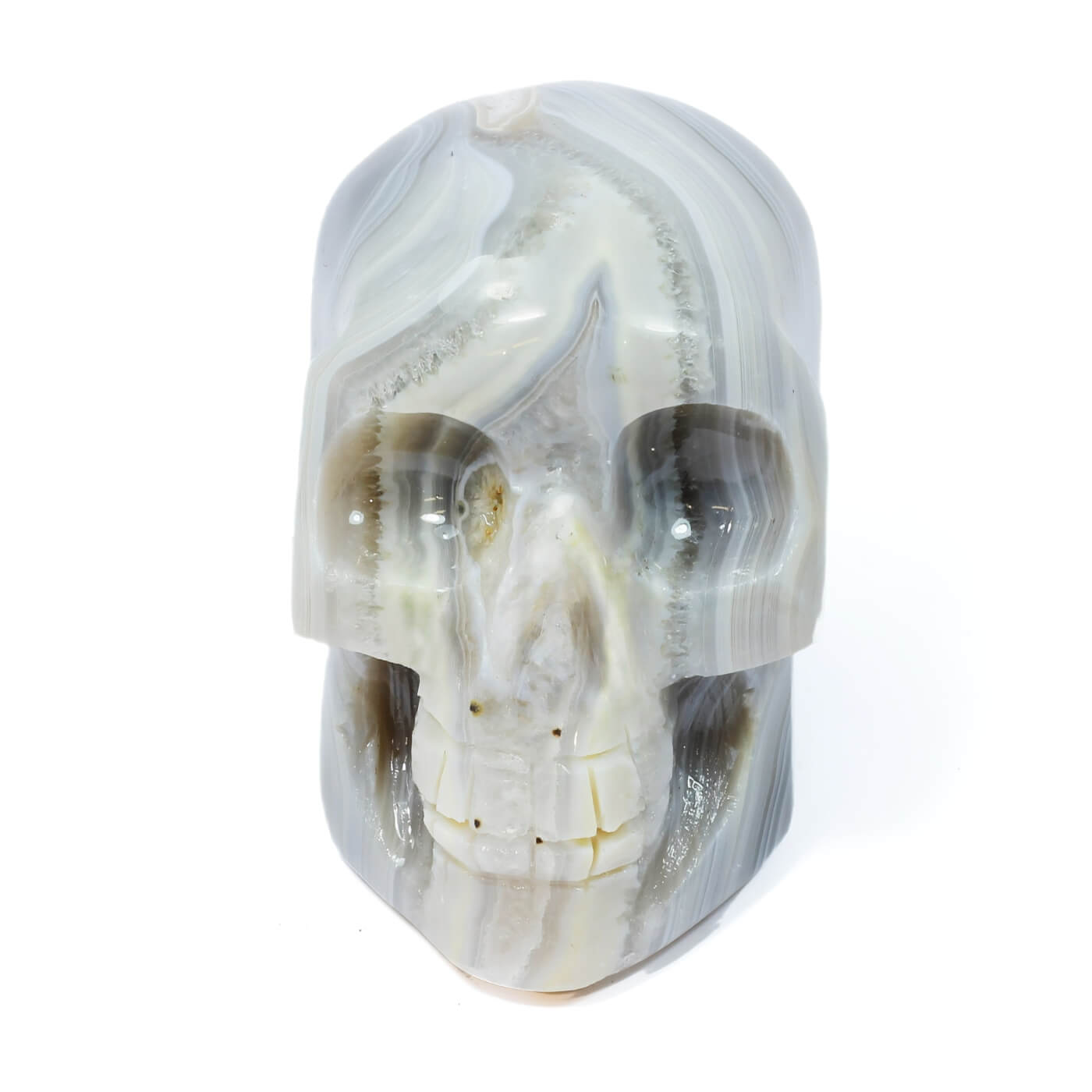 Carved Crystal Agate Skull - The Sprit Of The Ancients (884g)