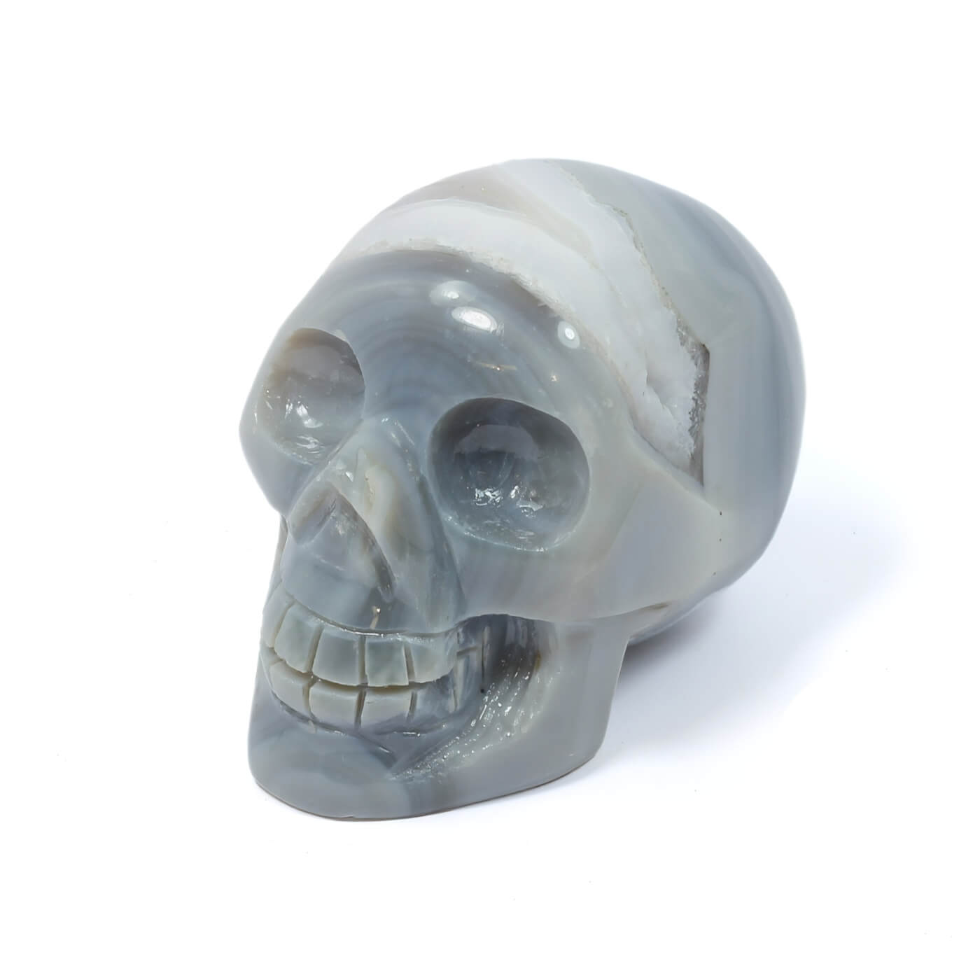Carved Crystal Agate Skull - The Sprit Of The Ancients (482g)