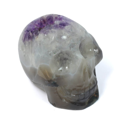 Carved Crystal Agate Skull - The Sprit Of The Ancients (723g)