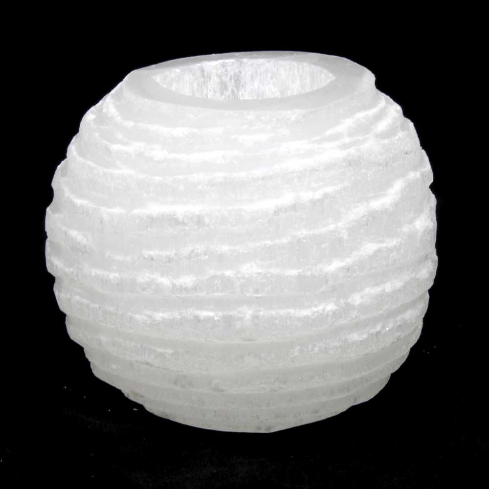 Selenite Snowball Tea Light Lamp