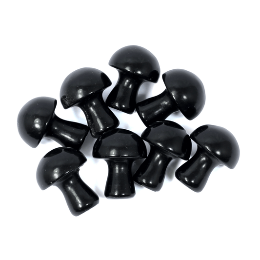 Healing Mini Mushroom Crystal - Black Obsidian