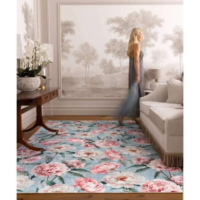 Eco-Washable Rug Flower Design