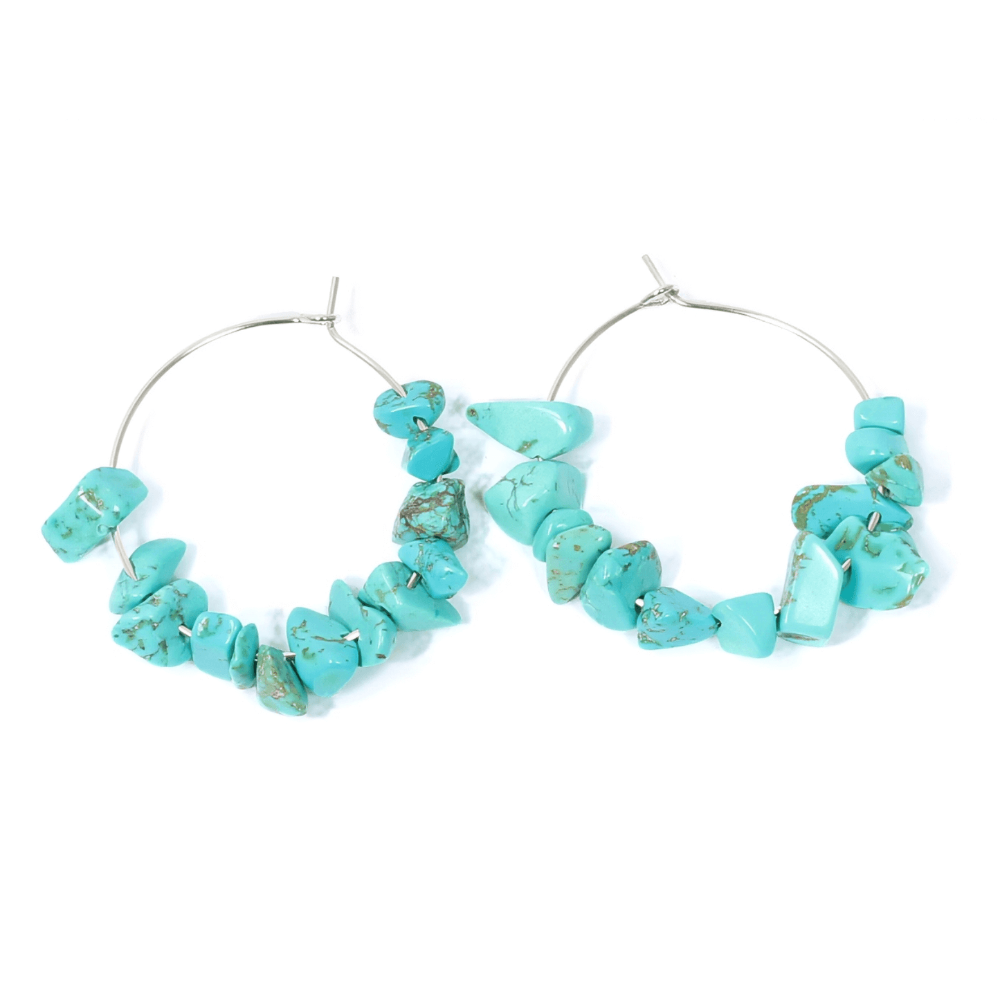 Blue Howlite Crystal Chip Hoop Earrings