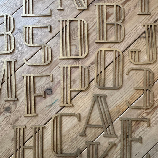 Gold Distressed 5" or 12" Art Deco Lettering A-Z 0-9