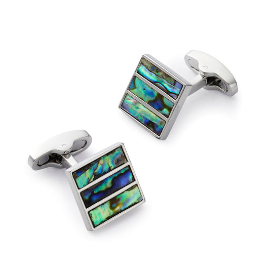 Triptych Cufflinks In Blue Green Mother Of Pearl