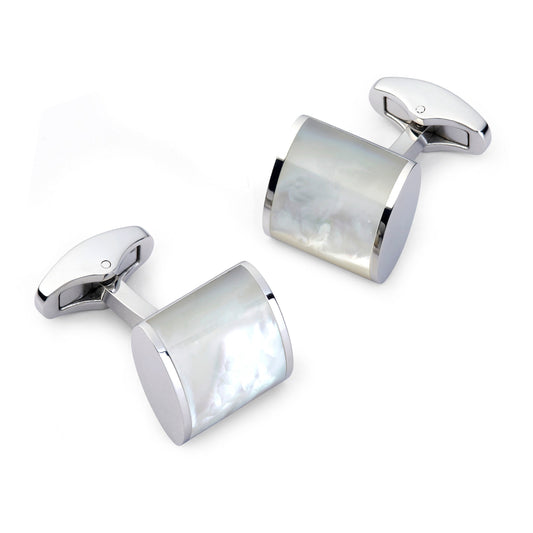 Neo Mother Of Pearl Cufflinks In Silver