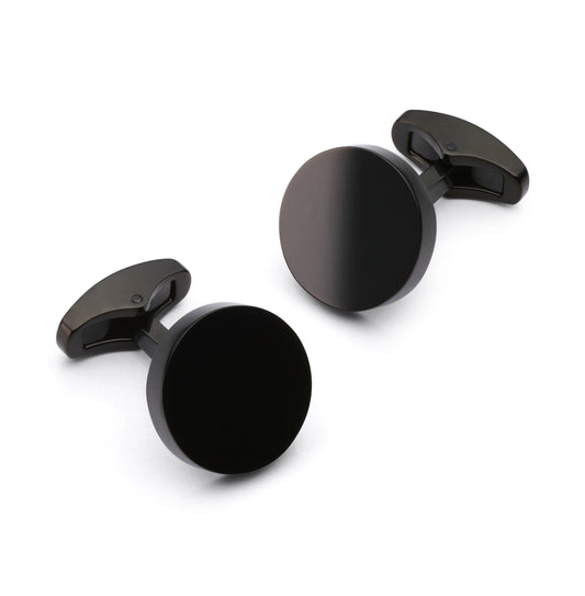 Round Cufflinks In Gun Metal