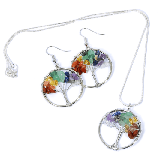 Chakra Tree Of Life Jewellery Set (Necklace & Earrings)