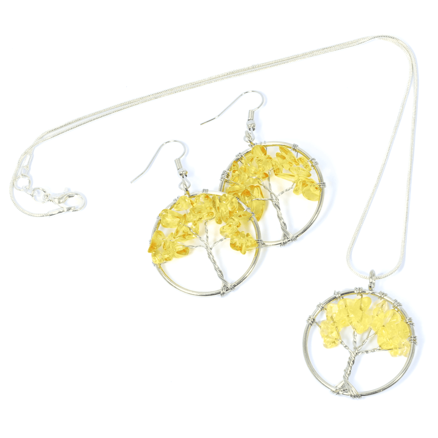 Citrine Tree Of Life Jewellery Set (Necklace & Earrings)