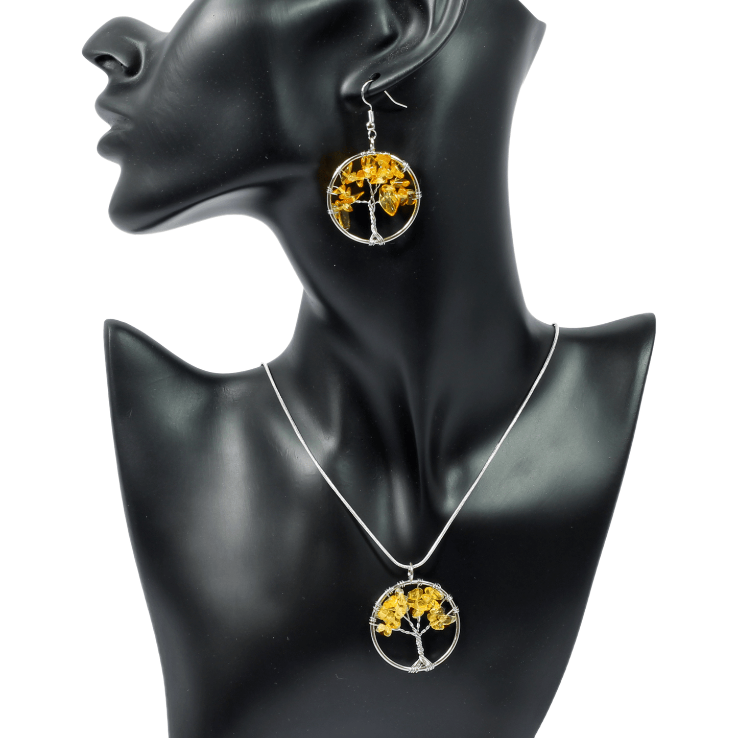 Citrine Tree Of Life Jewellery Set (Necklace & Earrings)