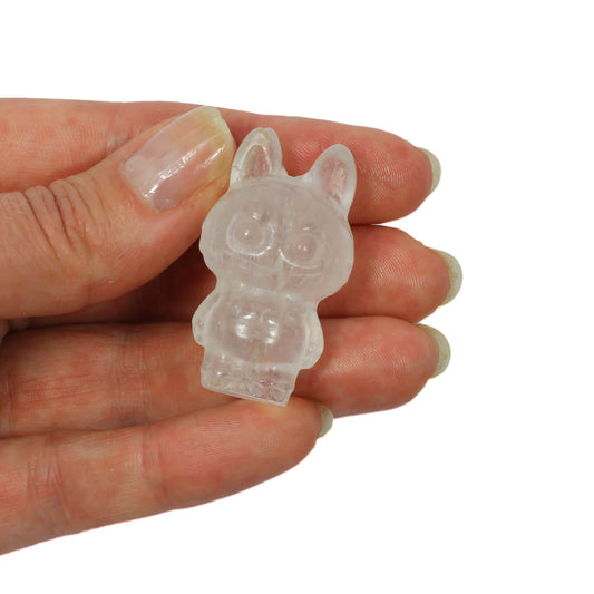 Labubu Clear Quartz Crystal Carving – Pure Energy & Playful Light