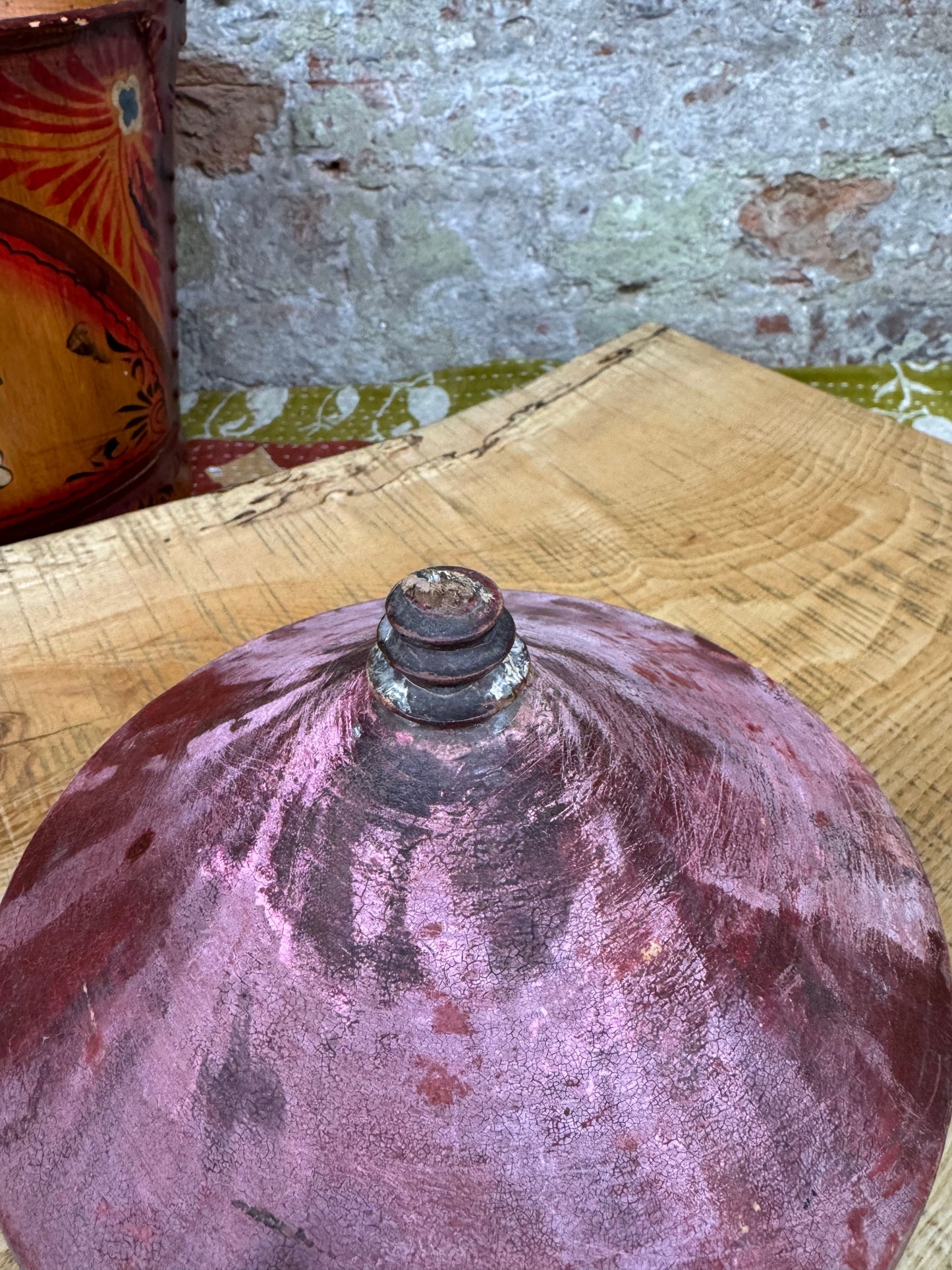 Vintage Tikka Box / Indian Red Box & Lid / Trinket Jewellery Storage Container B